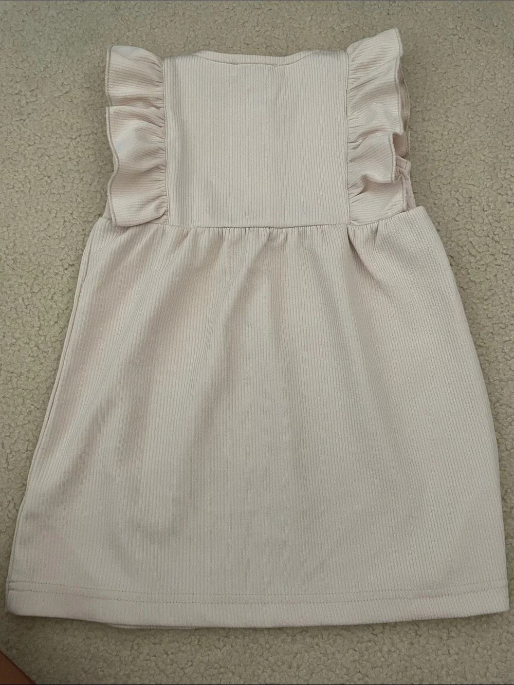 Bailey’s Blossoms Cream Ribbed Ruffle Sleeve Dress